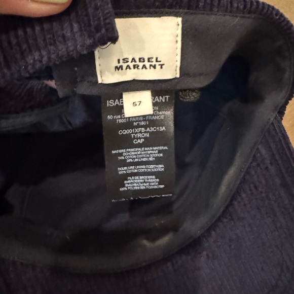 Isabel Marant Dark Blue Corduroy Hat - Picture 2 of 3